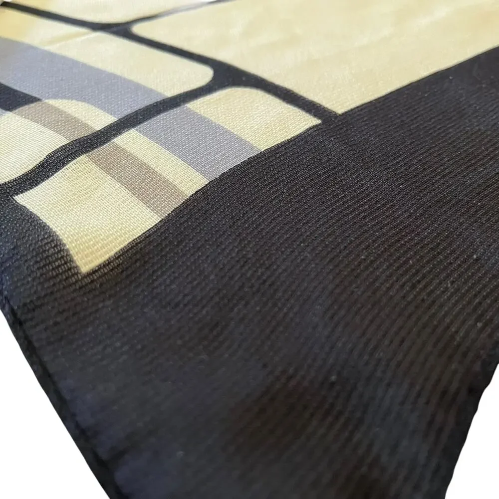 Vintage DAKS London Silk Windowpane Print Long Rectangle Scarf Shawl